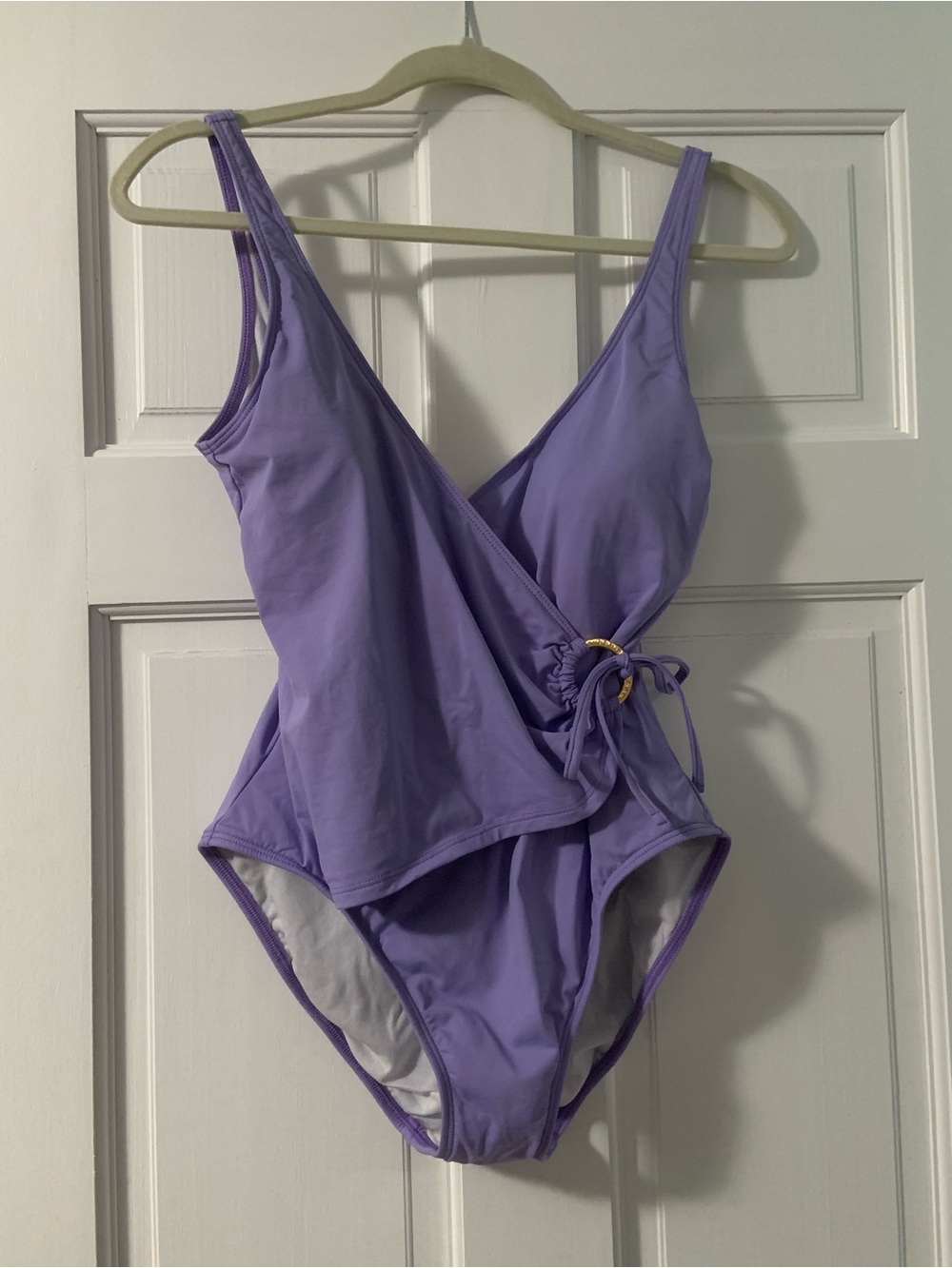 Lauren Ralph Lauren Lavender V Neck One Piece Bathing Suit size 12